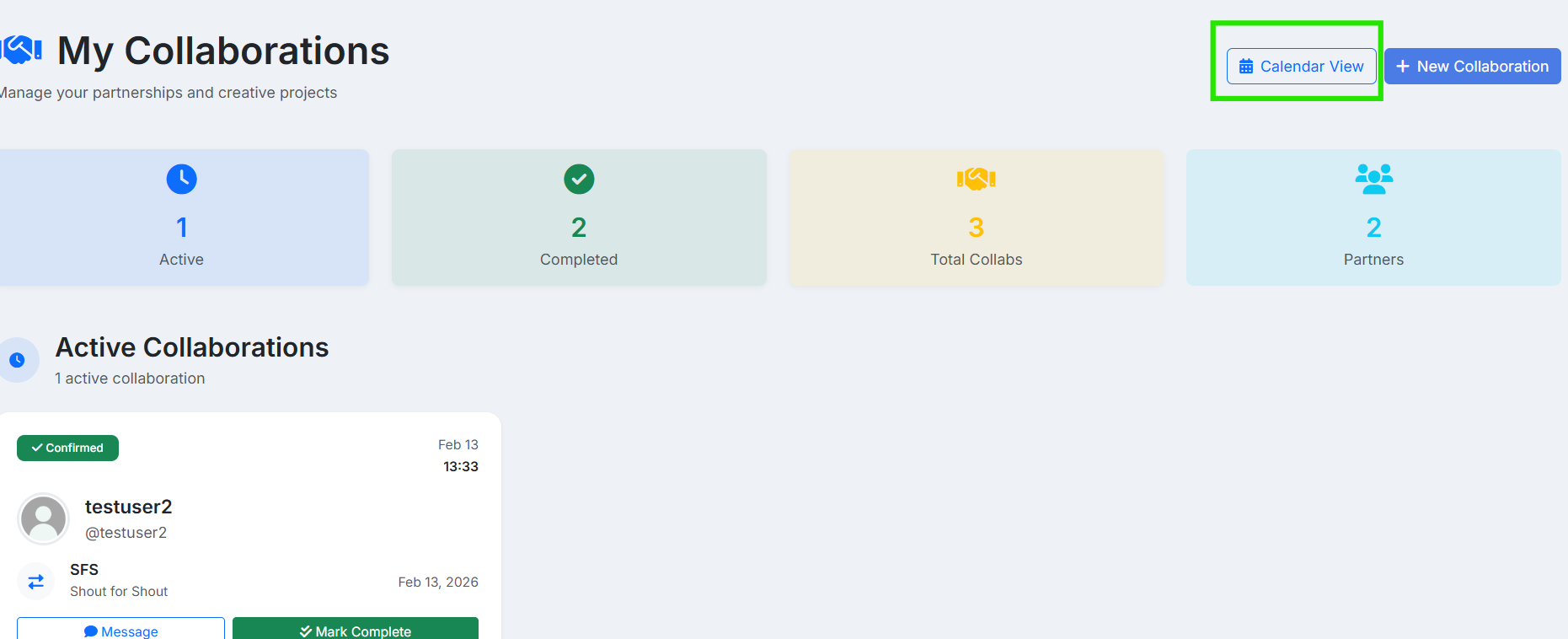 Calendar View button