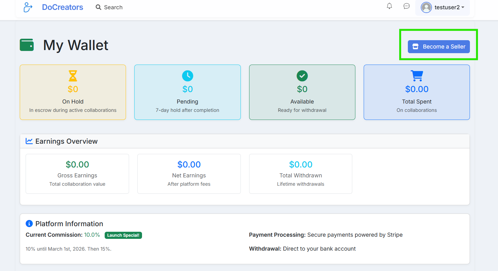 Become a Seller button